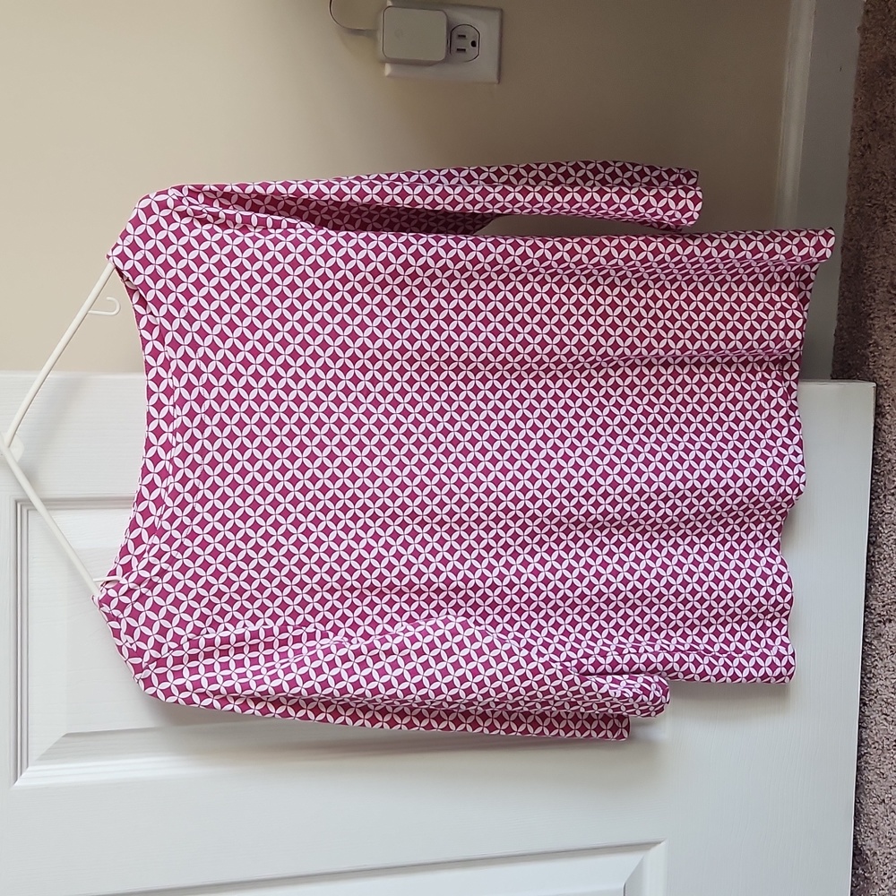 Croft and Barrow Boatneck long sleeves top pink white Medium